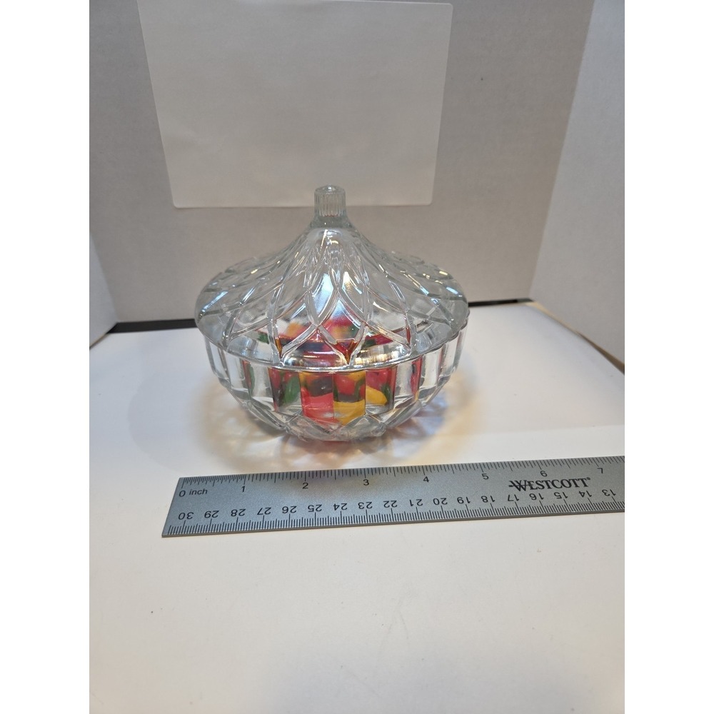 VINTAGE CANDY‎ DISH INDONESIA pressed glass 5" diameter